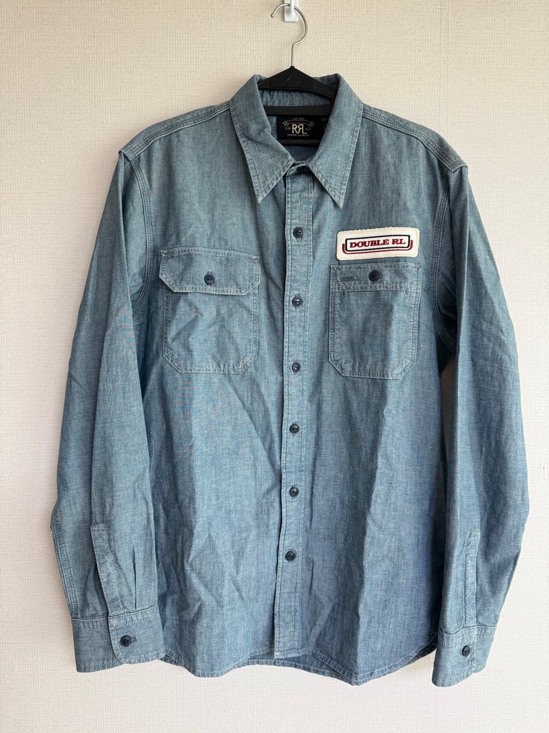 S 더블알엘 임브로이더 샴브레이 자수 셔츠 데님 프린팅 상품이미지2
