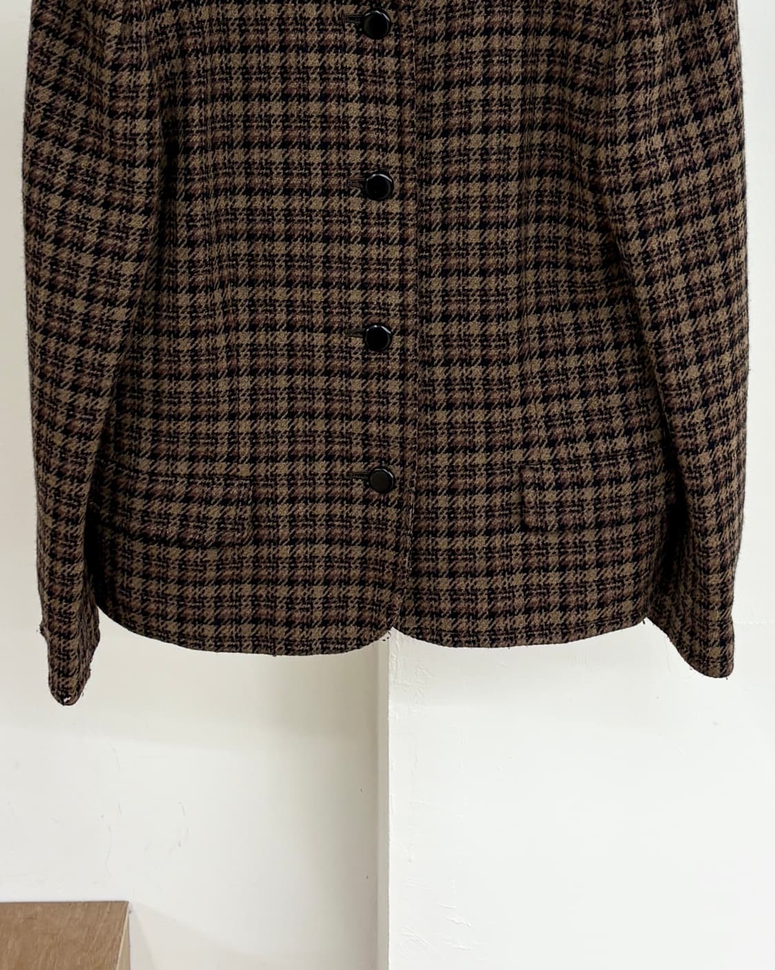 지방시 브라운 체크 논카라 울 자켓 상품이미지5