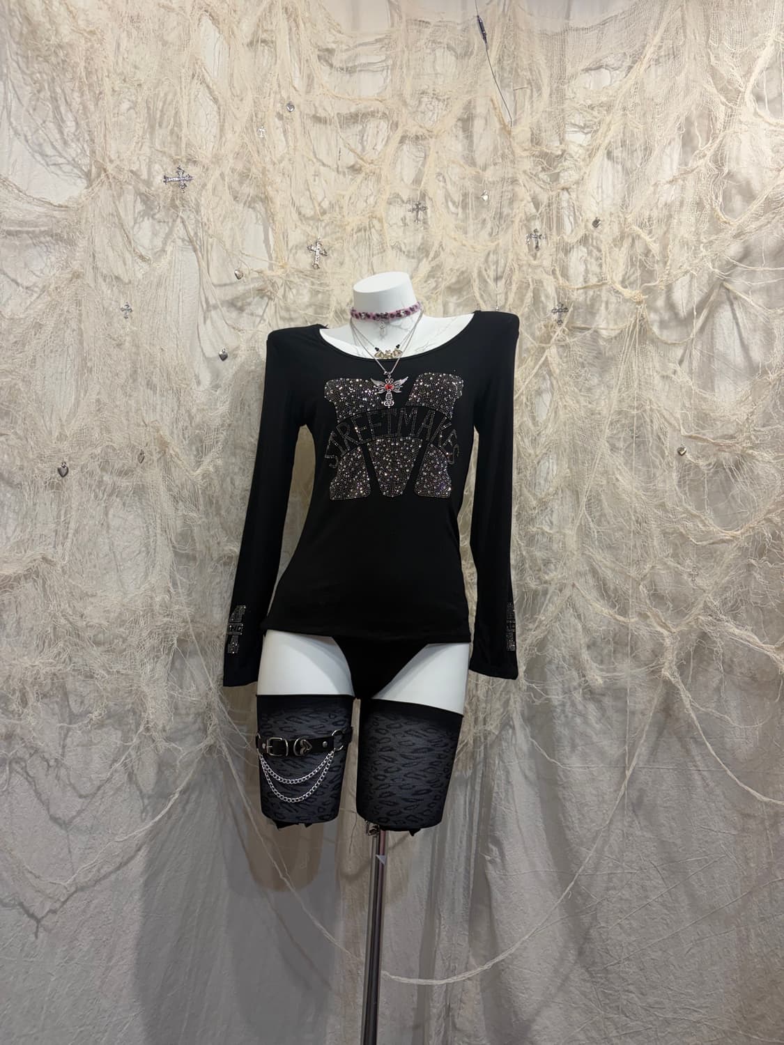 Y2K Onegyaru cubic back slit long sleeve 상품이미지3