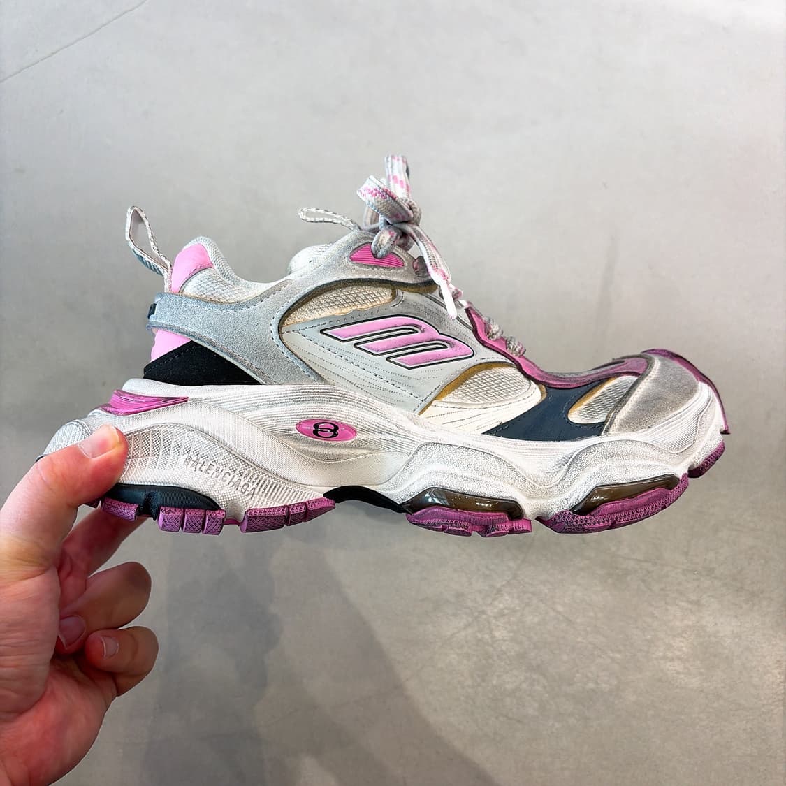 (정품/새상품) 발렌시아가 여성 카고 스니커즈 그레이 화이트 핑크 상품이미지1