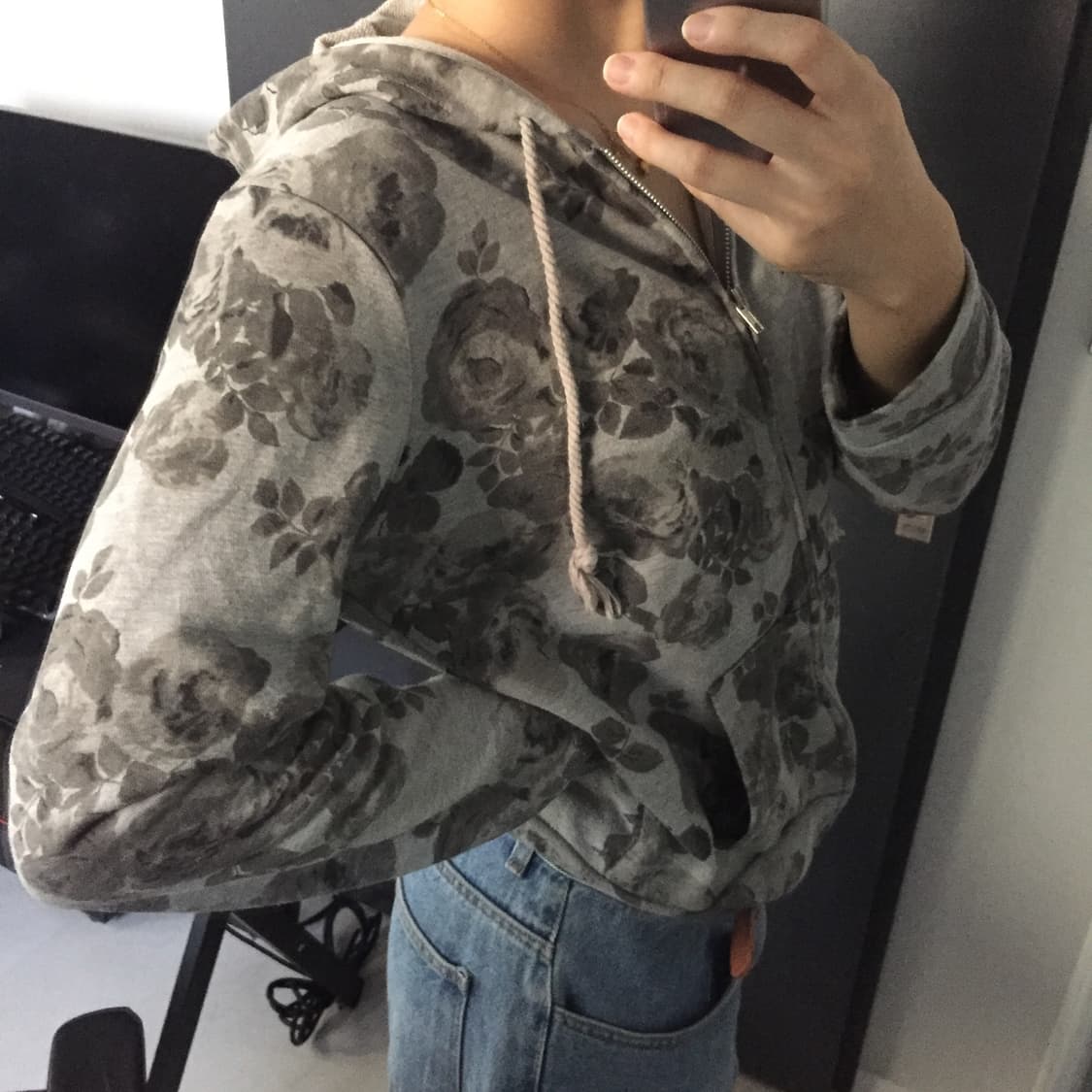 모노 심플 플라워 후드집업 상품이미지4