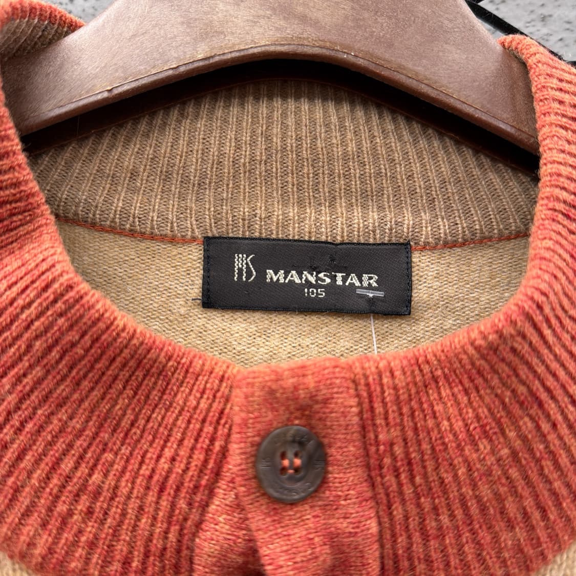 헨리넥 아가일 패턴 울니트 레글런 배색 디테일 멀티컬러 상품이미지8