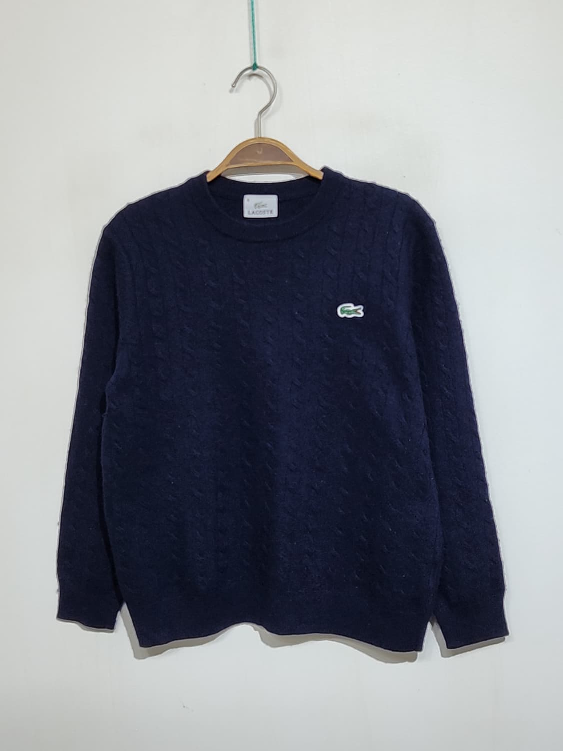 (M) 라코스테 꽈배기 니트 네이비 케이블 울스웨터 일본판  상품이미지1