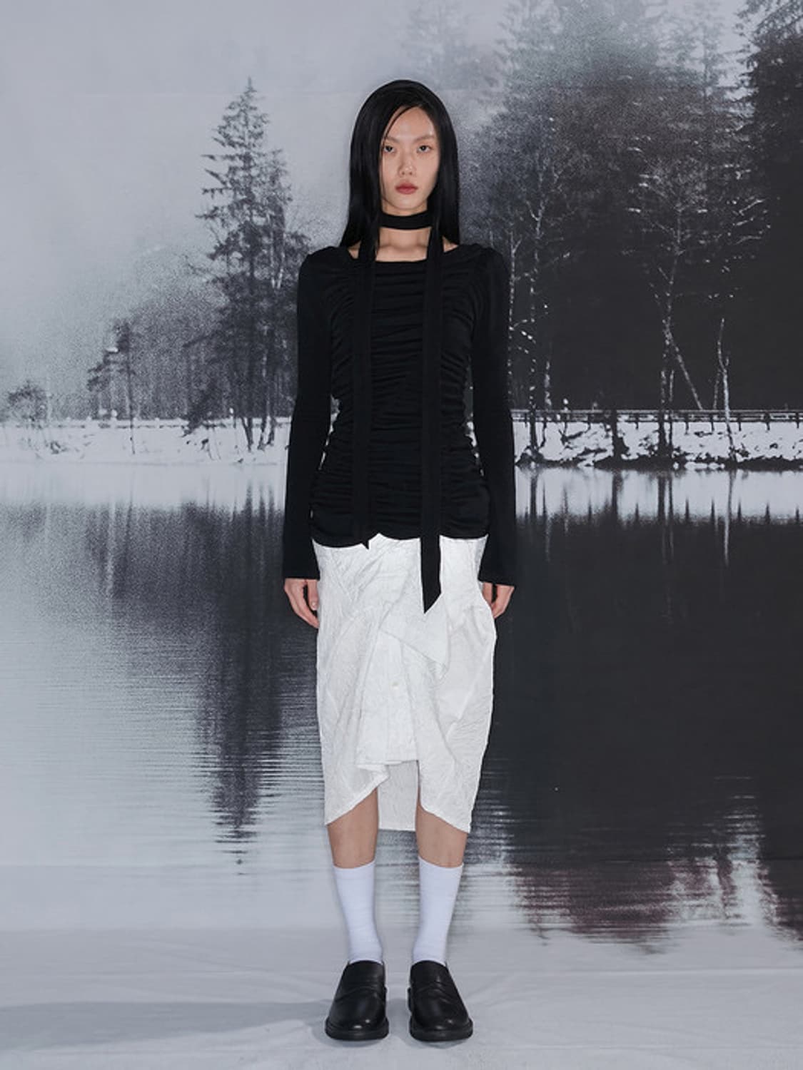 나체) 셔링 롱슬리브 니트티 상품이미지1