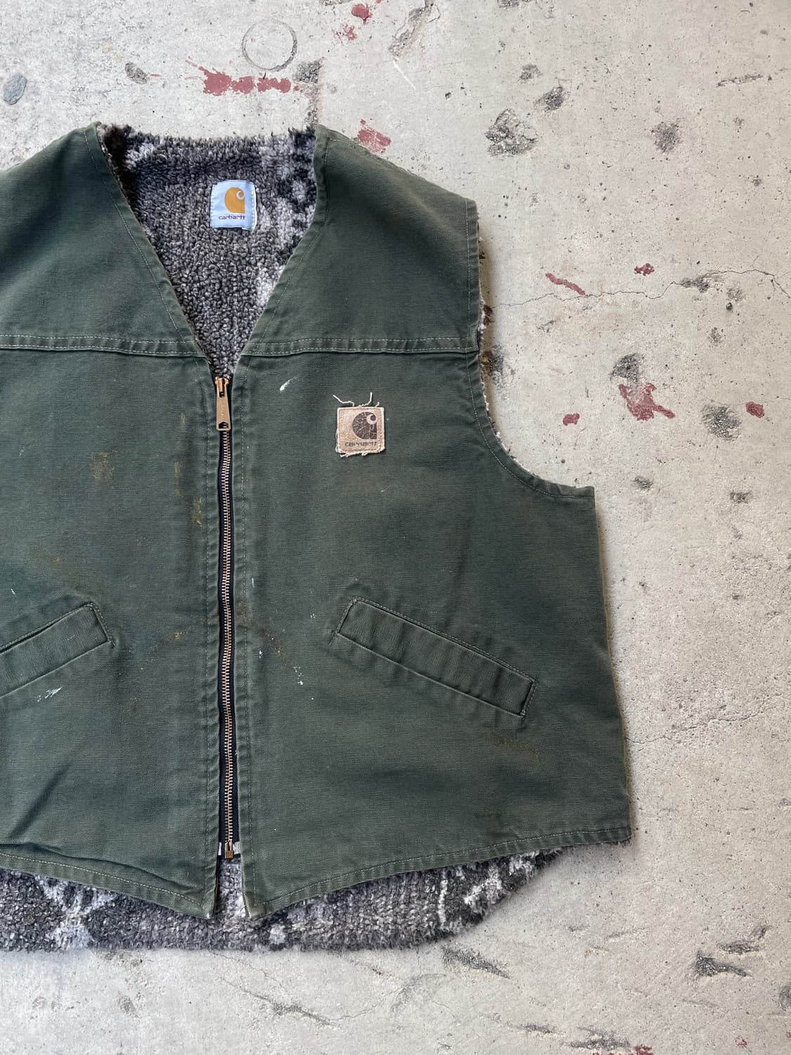 1996-97 Carhartt Dark Olive Aztec Vest 상품이미지9