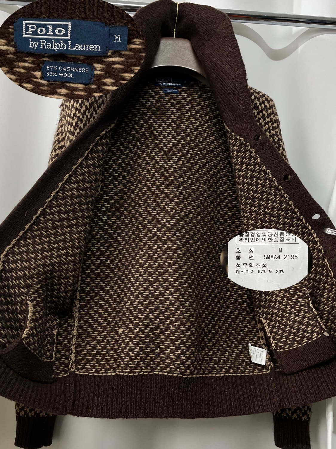 폴로 랄프로렌 버드아이 도네갈 캐시미어 울 셔들 니트 자켓 상품이미지3