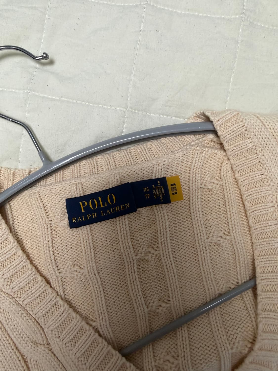 폴로 랄프로렌 케이블 브이넥 니트 아이보리 xs 상품이미지2