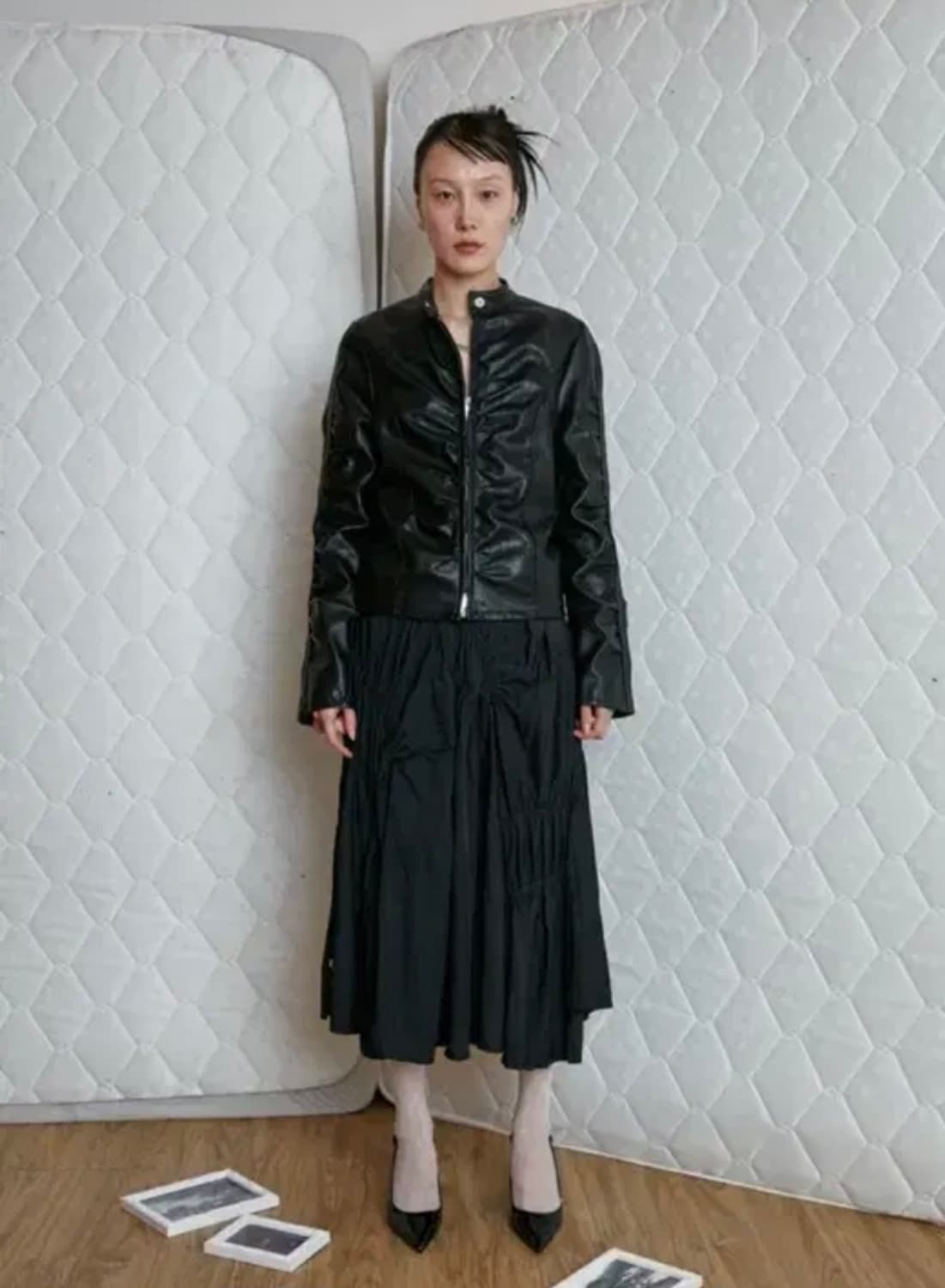 nache 셔링 레더 자켓 상품이미지4