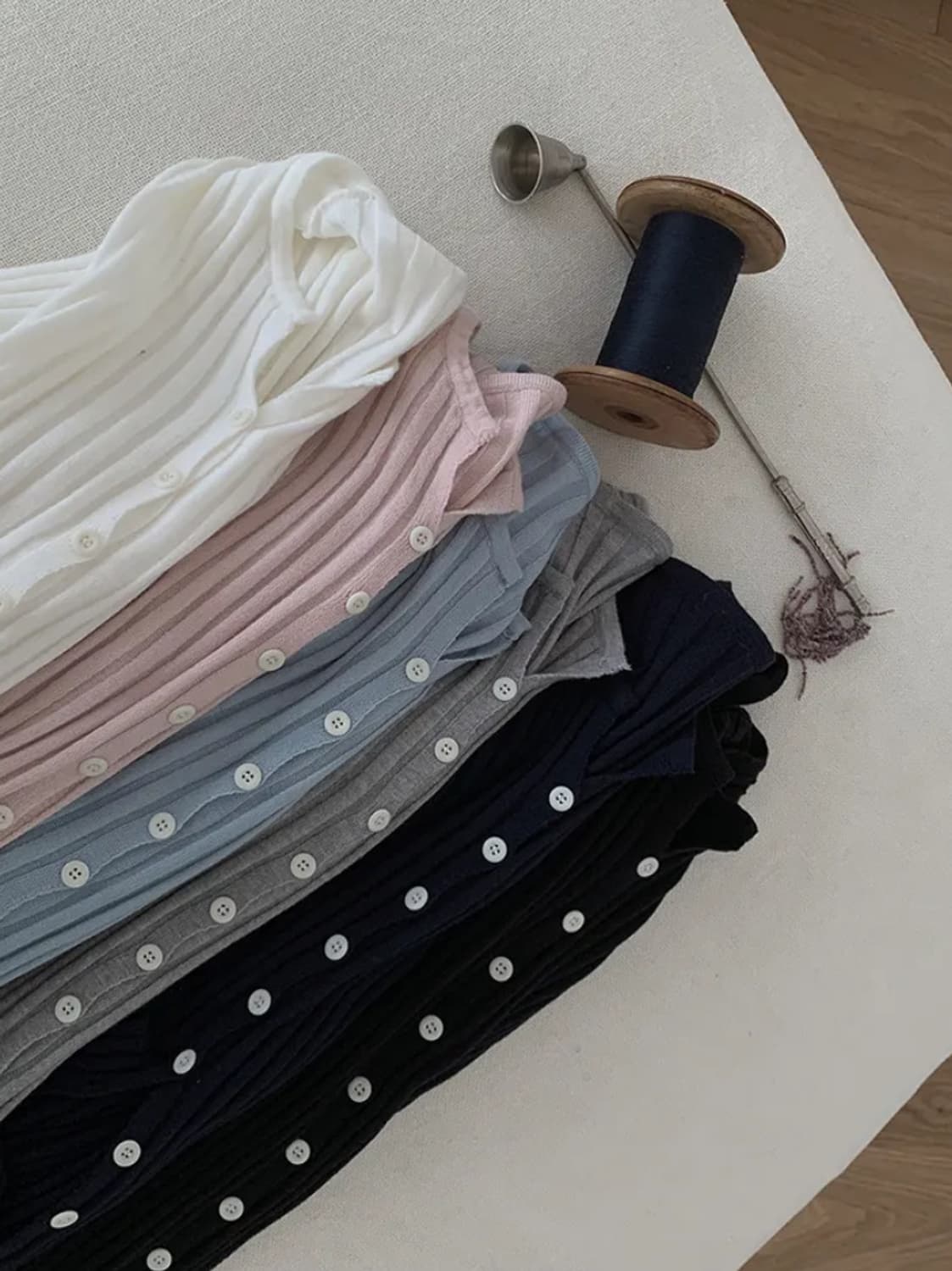 골지 브이넥 가디건 상품이미지4