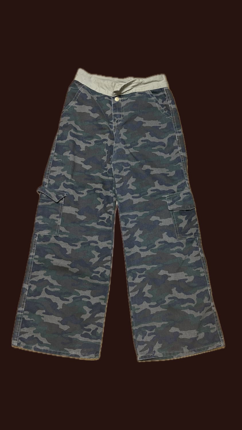 갸루느낌 세미부츠컷 로우라이즈 카모팬츠 상품이미지2