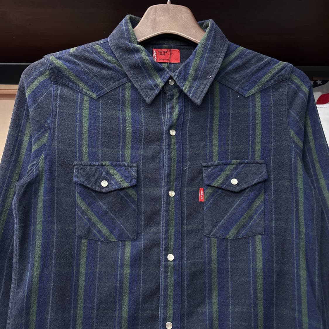 리바이스 레드탭 플란넬 스트라이프 체크 패턴 웨스턴 셔츠 N1082 상품이미지3