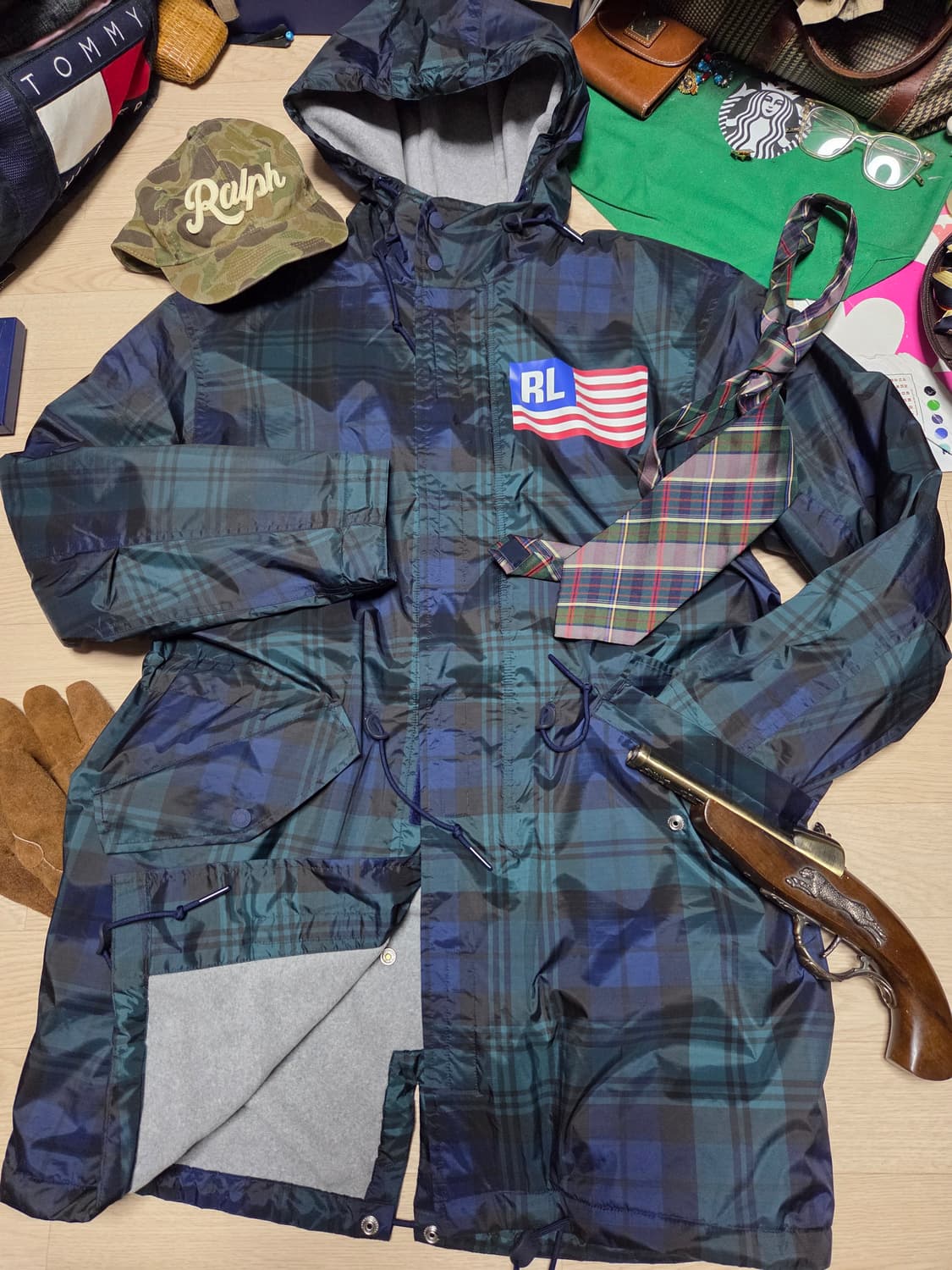 (새상품)POLO SPORT 체크 코트 코치 자켓 점퍼 성조기 상품이미지4