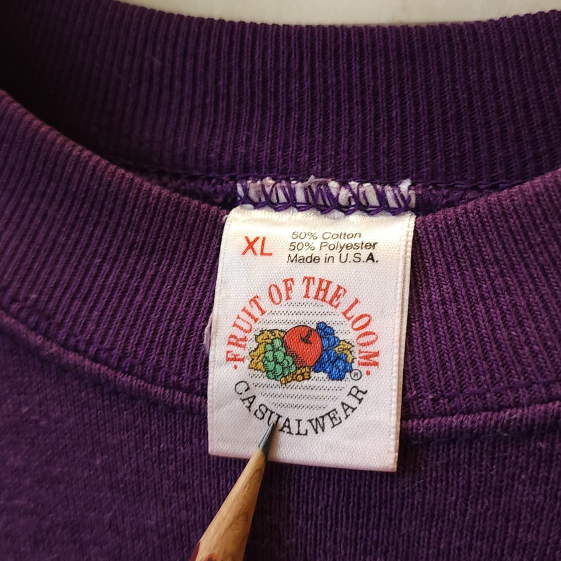 90s 프룻오브더룸 빈티지 스웻셔츠 플레인 스웻셔츠 페이딩 퍼플 xl 상품이미지4