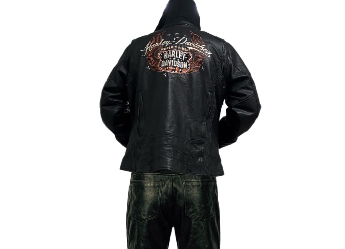 할리데이비슨 핸드커프스후드 후리스안감 고트스킨 바이커자켓 상품이미지3