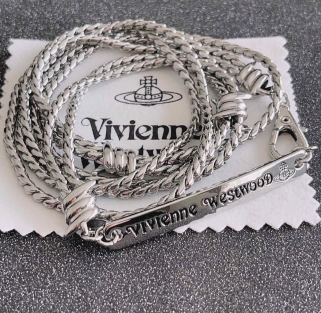 비비안웨스트우드 아카이브 레터링 orb 각인 레어이드 체인 초커 목걸이 상품이미지1