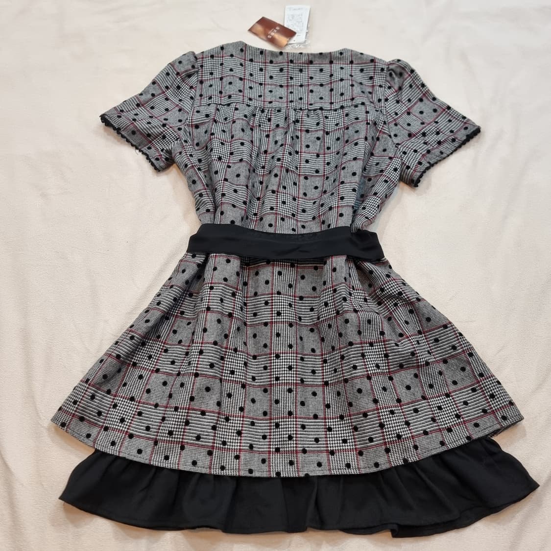 체크 플리츠 리본  원피스 상품이미지6