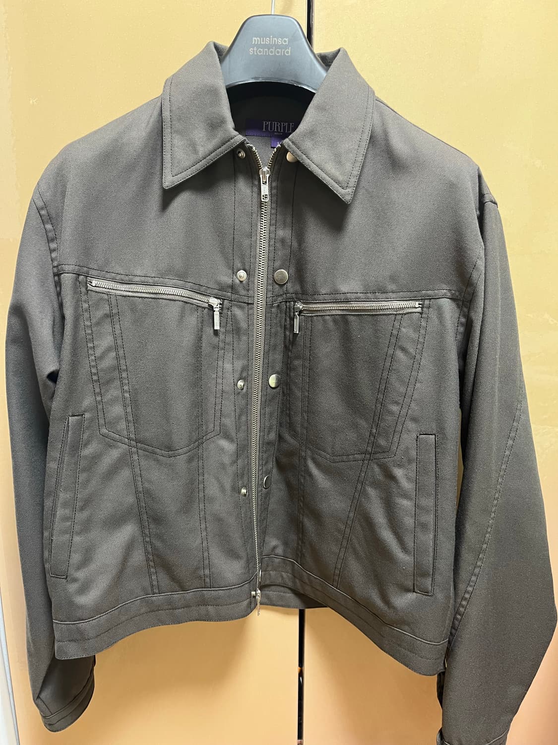 비슬로우 스냅 집업 쇼트 트러커 자켓 모카색상 S 상품이미지1