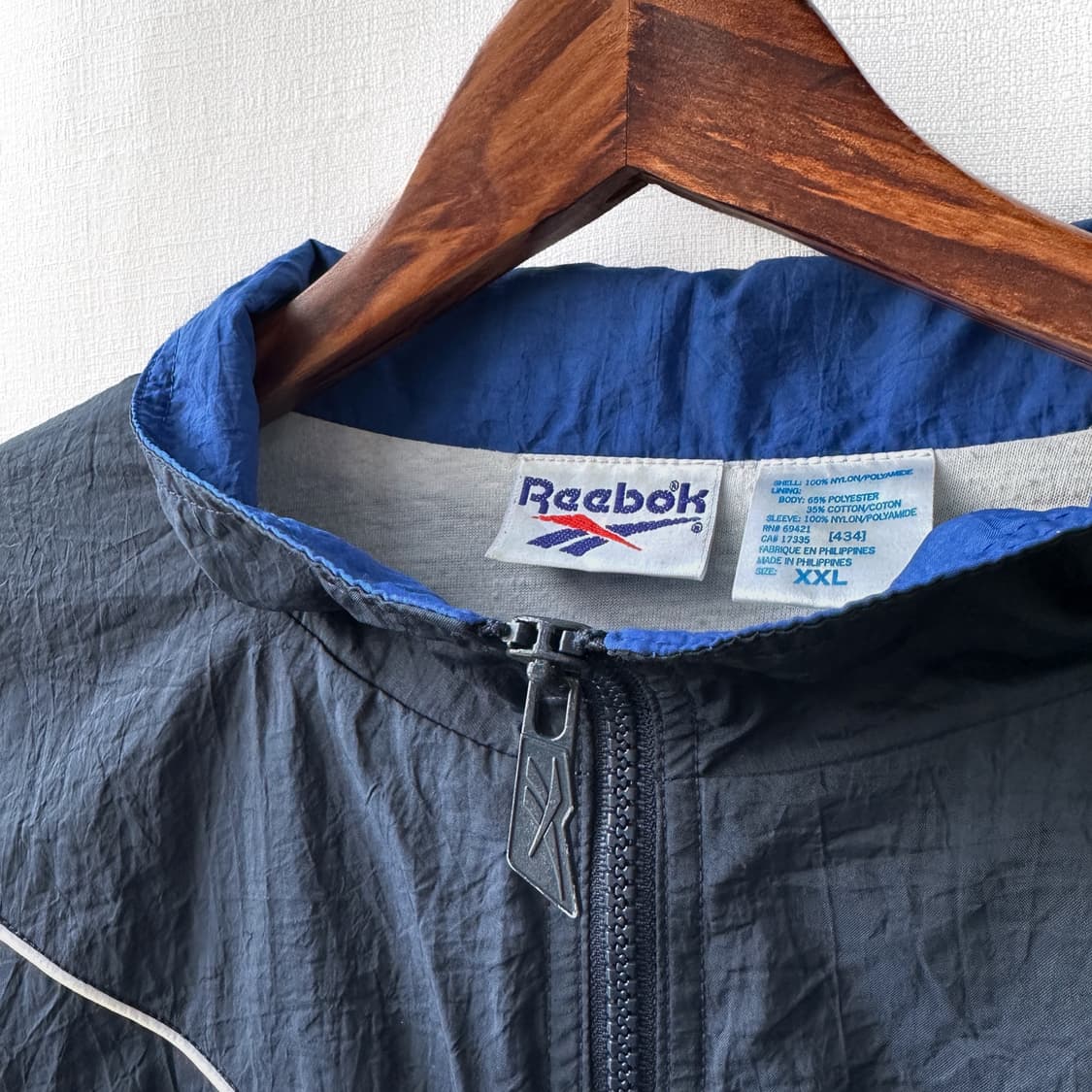 90s 올드 리복 자수 로고 바람막이 자켓 네이비 블루 XXL 상품이미지6