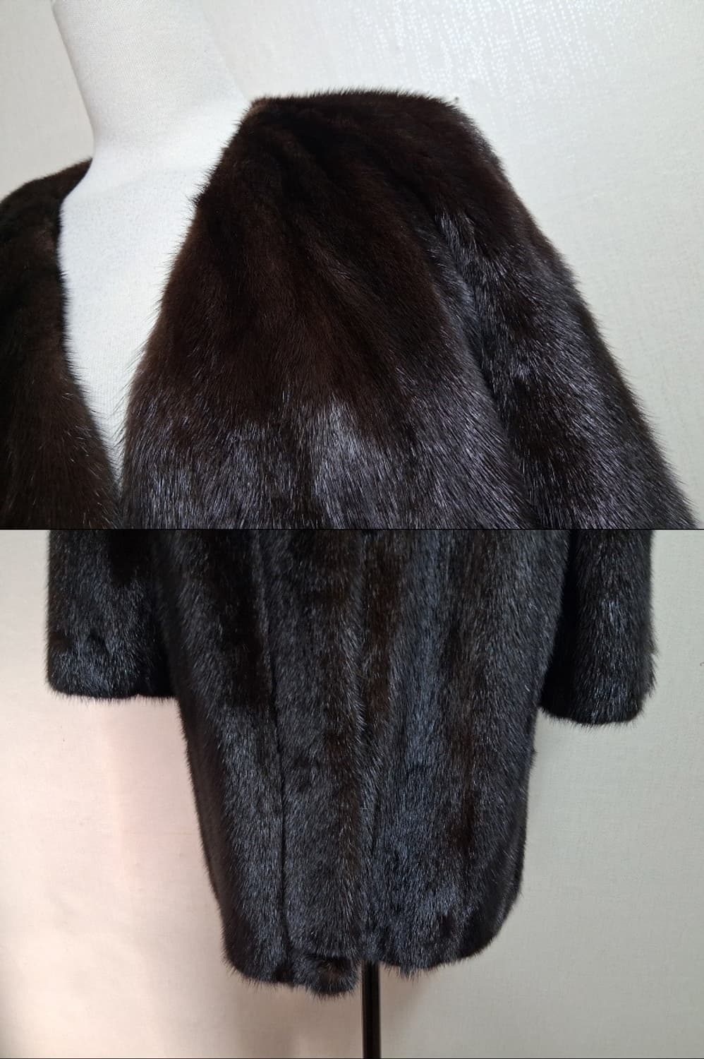 일본구제 ROTINY 밍크하프쟈켓 밍크코트 짙은브라운 검정섞인 66까지 상품이미지5