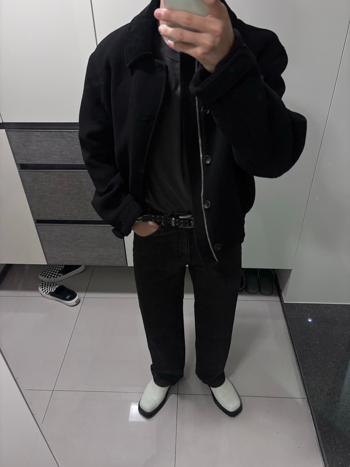 L 자라 블랙 코듀로이 칼라 울 자켓 상품이미지2
