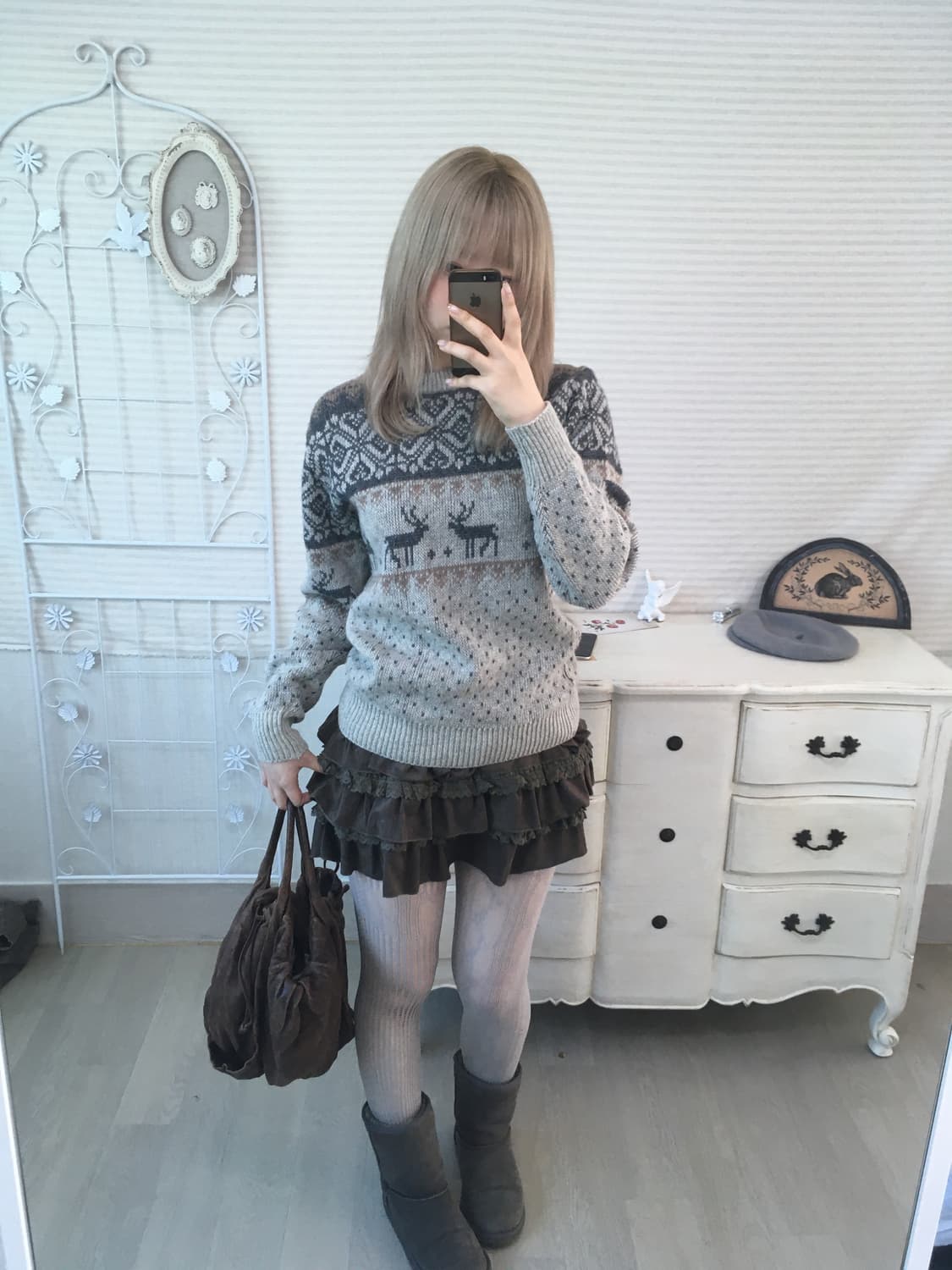 일본빈티지 노르딕 윈터 울 니트 상품이미지3