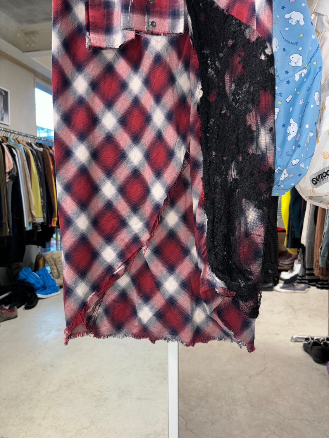 Addict noir 벨티드 체크 롱스커트 상품이미지3