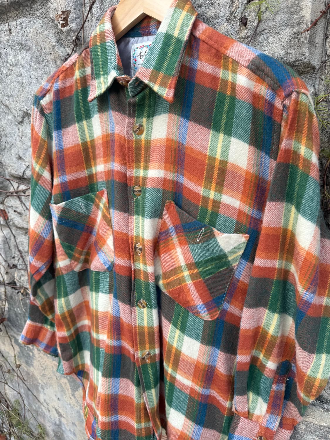 일본 빈티지 멀티 컬러 체크 투포켓 플란넬 셔츠  상품이미지3