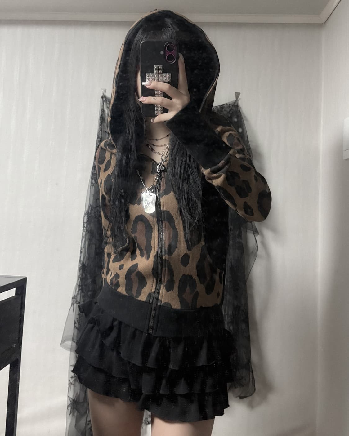 펑크 y2k 레오파드 후드집업  상품이미지3