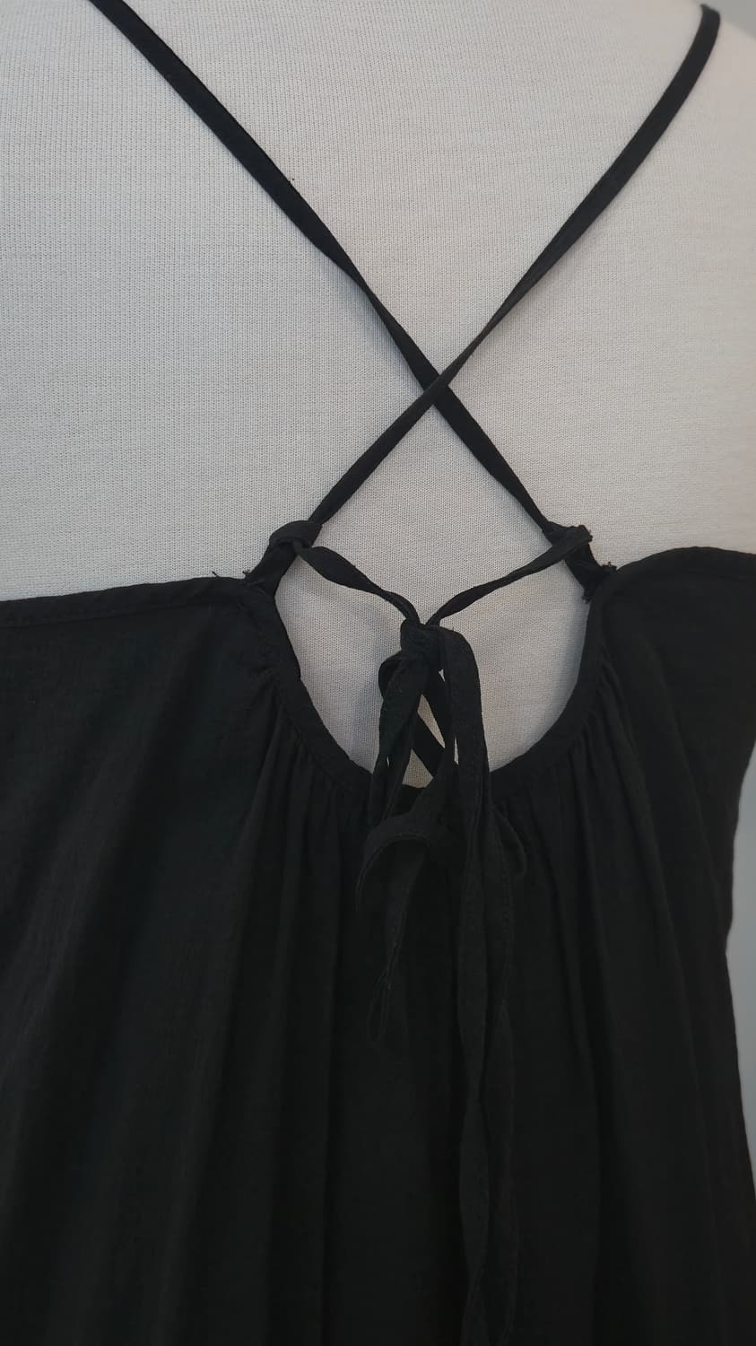 캉캉 롱 원피스 블랙 F 나시 뷔스티에 브이넥 린넨혼방 dress 상품이미지7