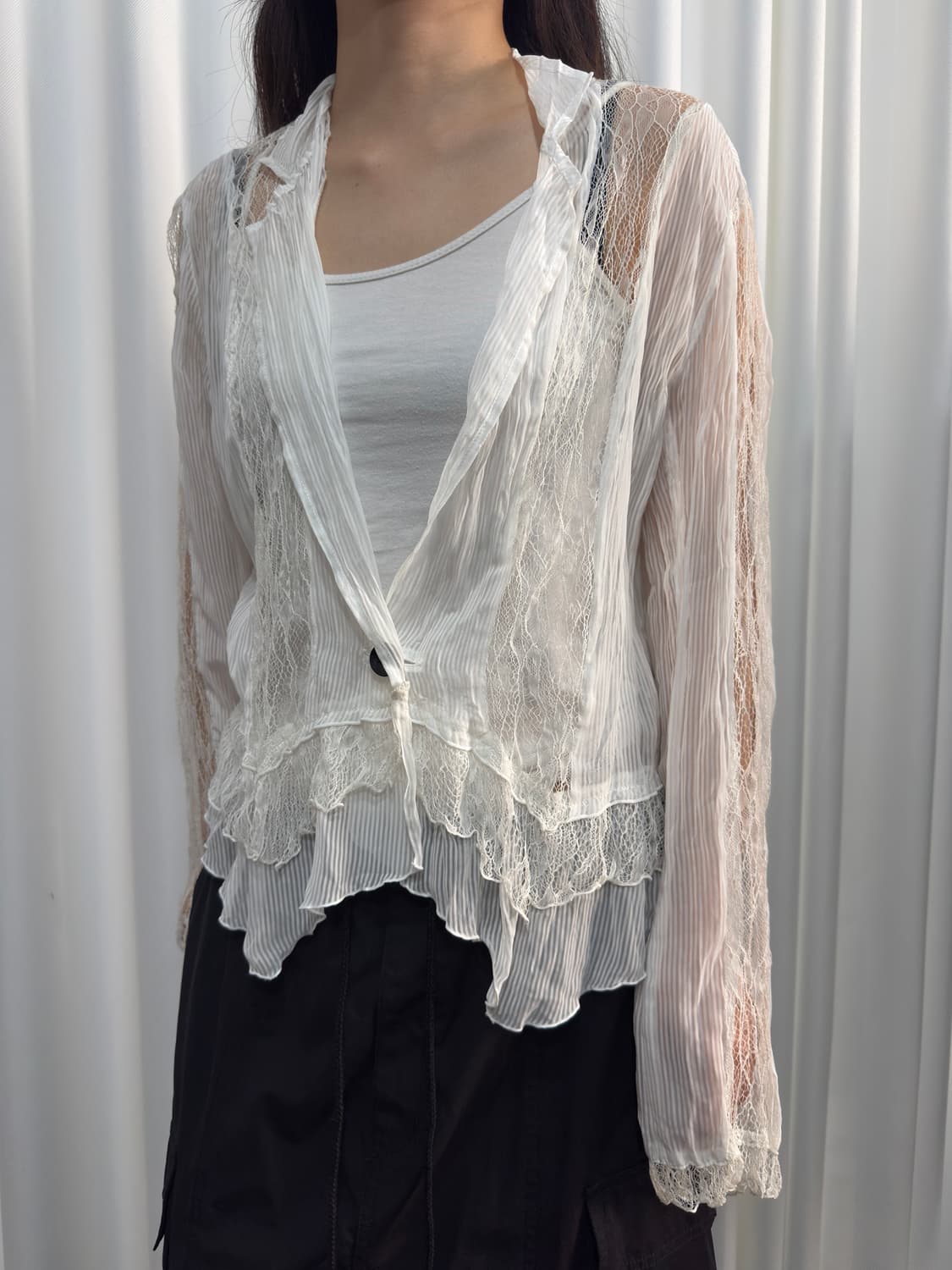 lace seethrough shirt 상품이미지2