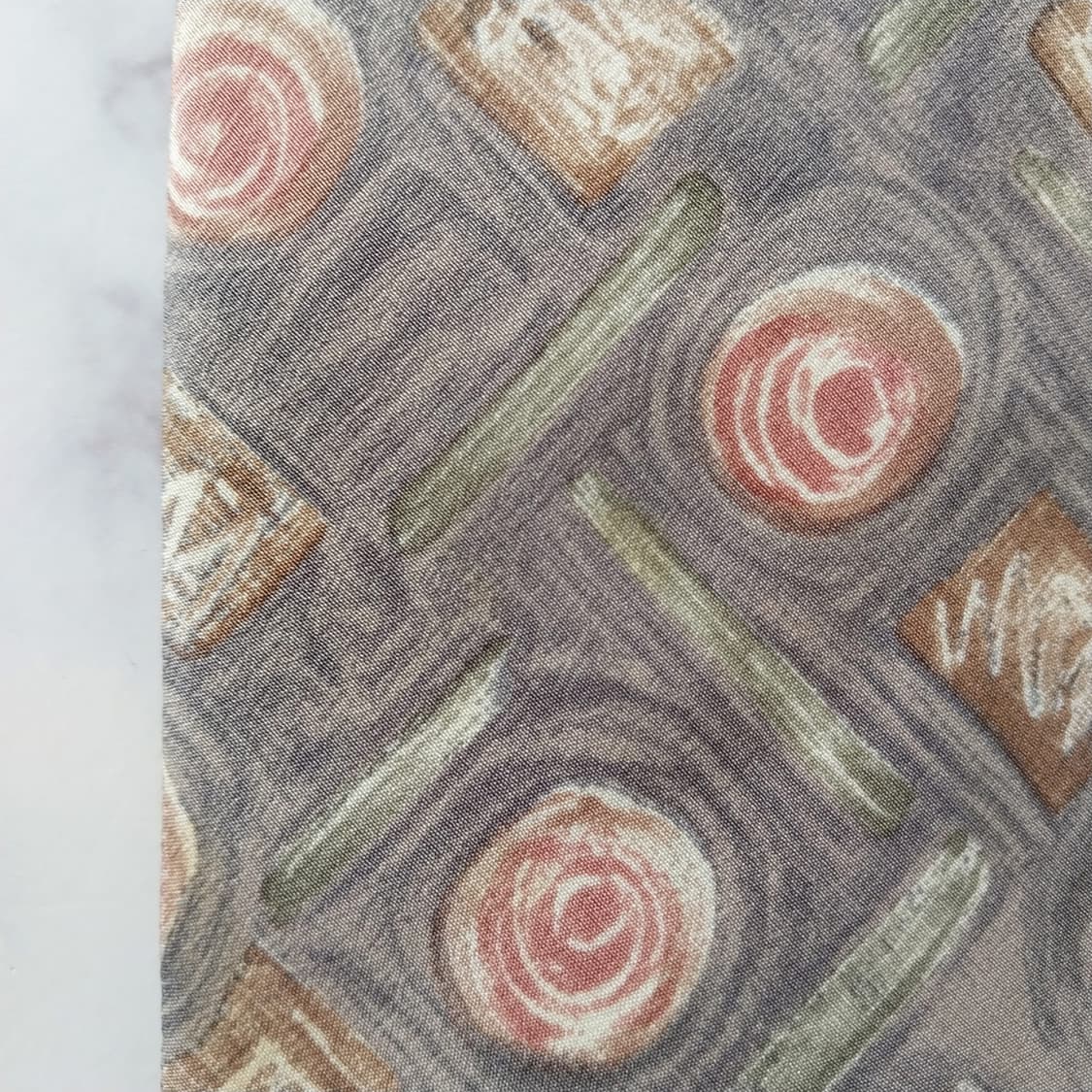 꾸레쥬 넥타이 브라운 그레이 아트 패턴 9.5cm A등급 K1982 상품이미지9