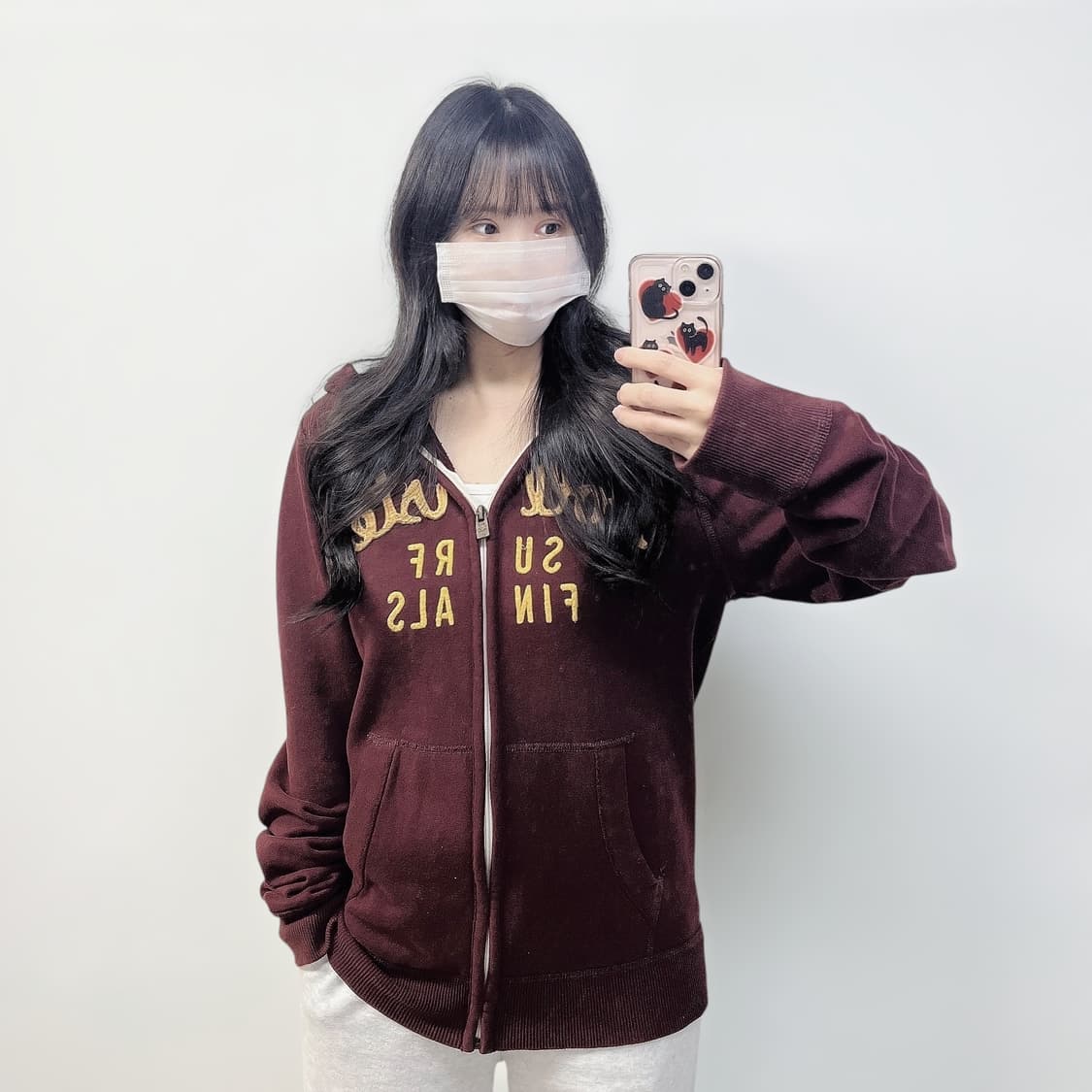 홀리스터 스펠 로고 후드집업 버건디 상품이미지1