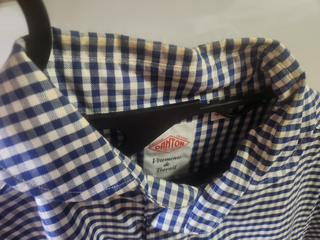 단톤 Danton 체크깅엄반팔셔츠 네이비 40사이즈 상품이미지3