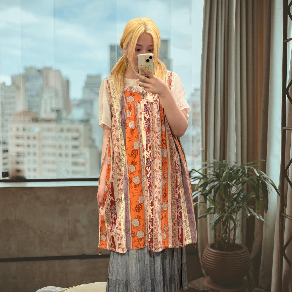 일본 빈티지 에스닉 히피 플라워 패턴 민소매 원피스 상품이미지4