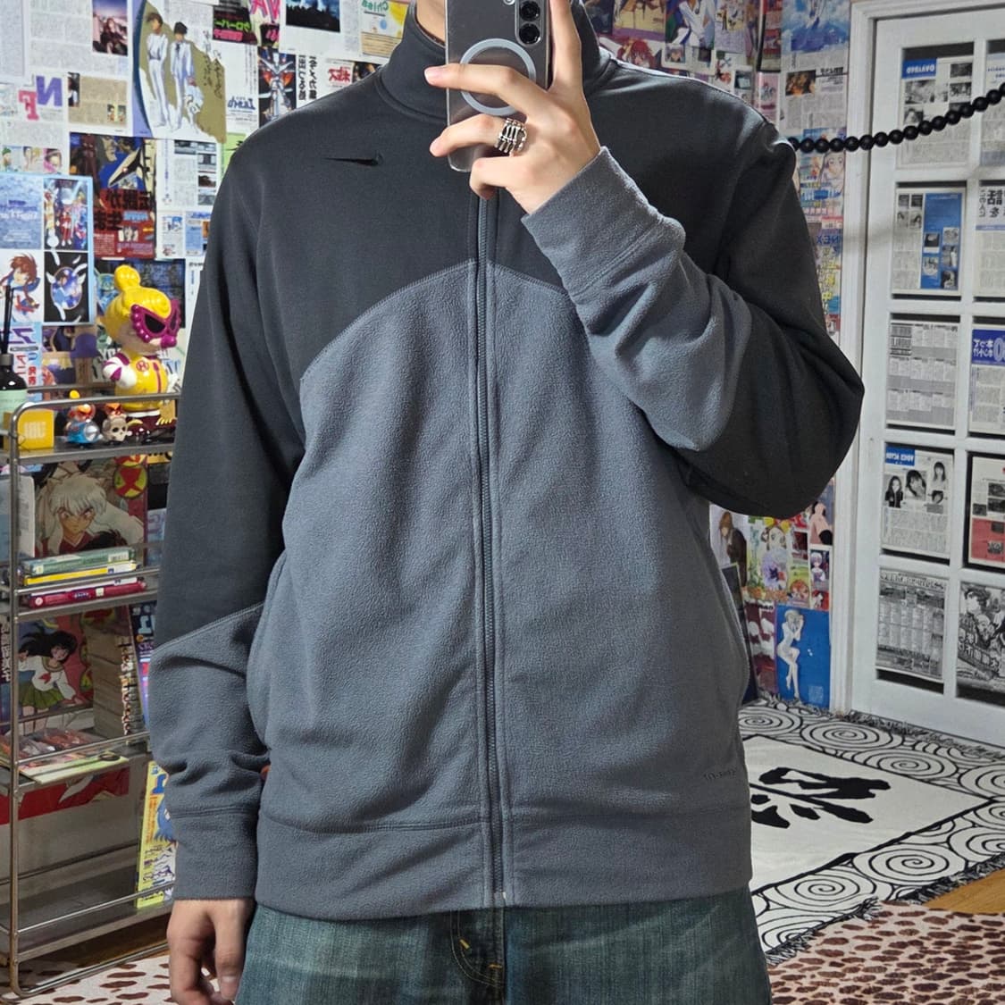 나이키 그레이 후리스 져지 배색 집업 상품이미지2