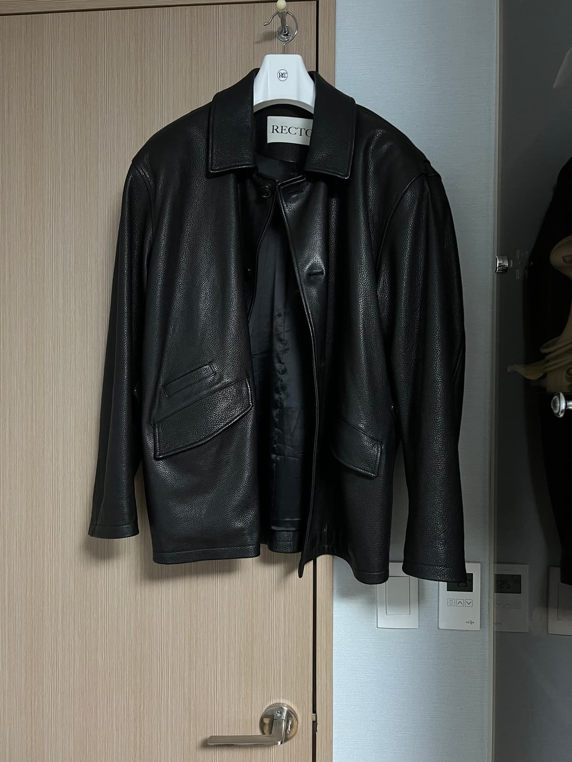 [L]렉토 빈티지 레더 초어 자켓 블랙 상품이미지2