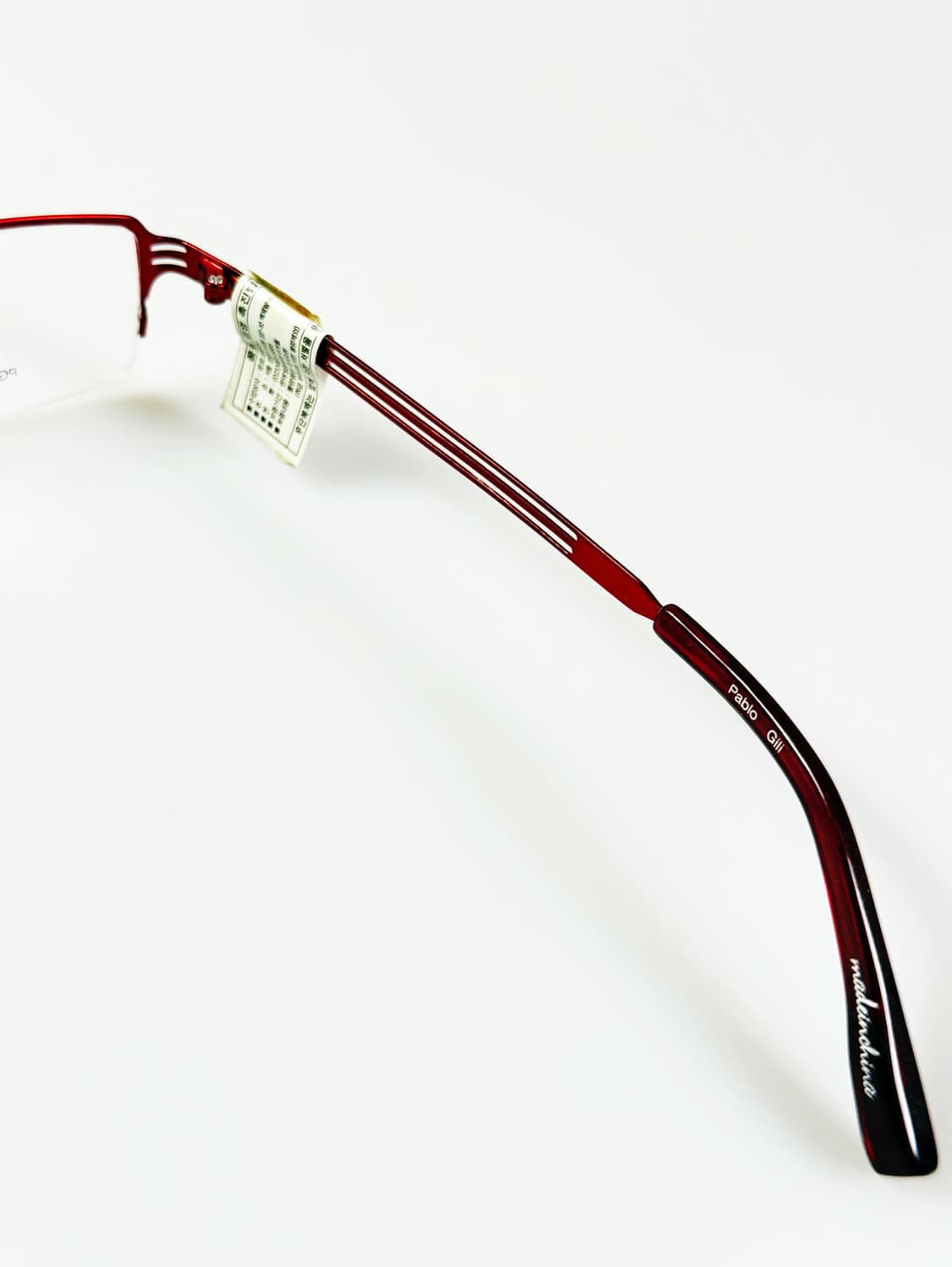 PABLO GILI 버건디 레드 반무테 스퀘어 메탈 빈티지 안경 상품이미지6