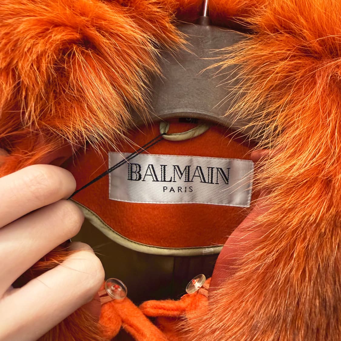 발망 하프 싱글 코트 퍼 트리밍 벨트 스트랩 디테일 슬림핏 오렌지 상품이미지6