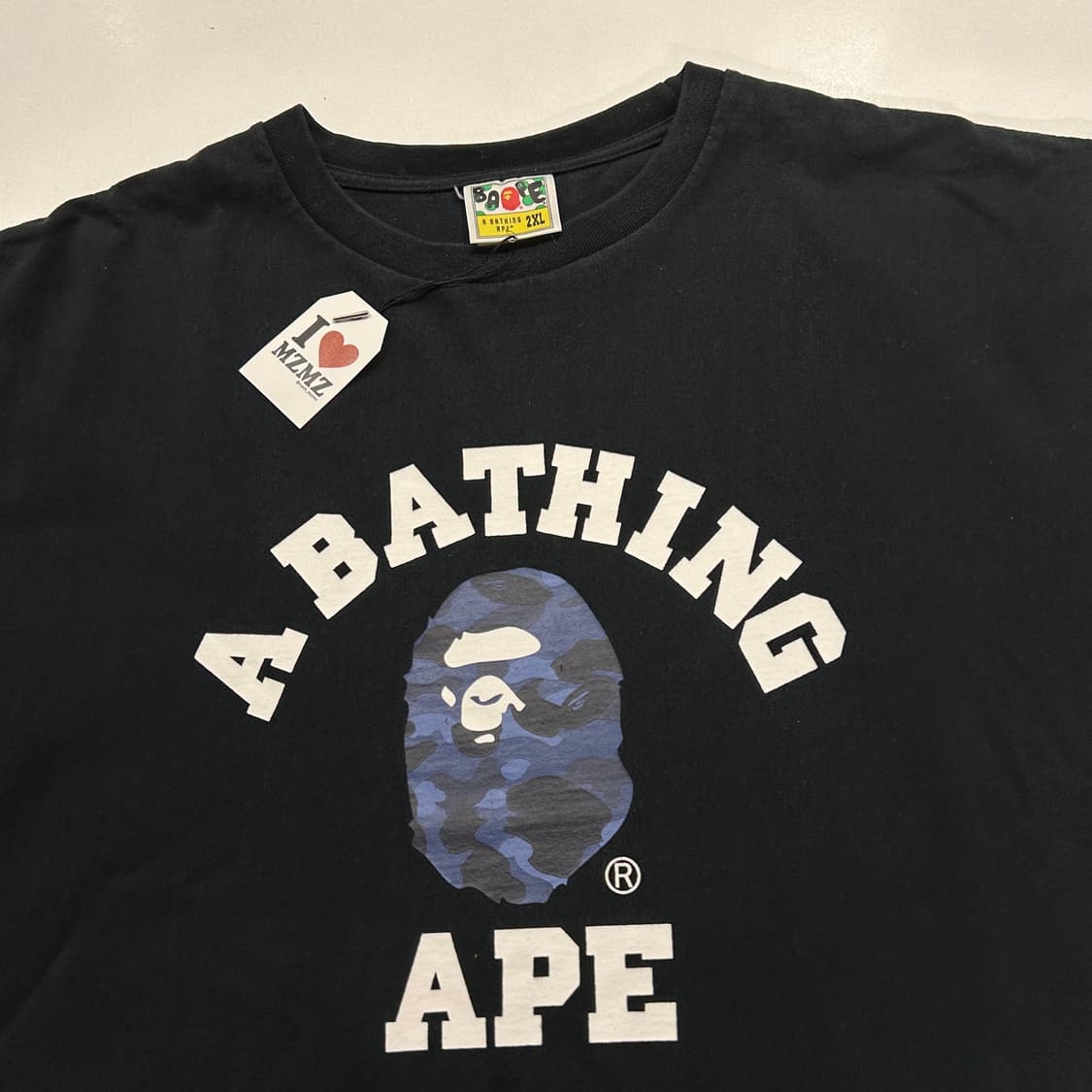 [2XL] 베이프 컬리지 ABC 블루카모 반팔 티셔츠 블랙 A385 상품이미지3