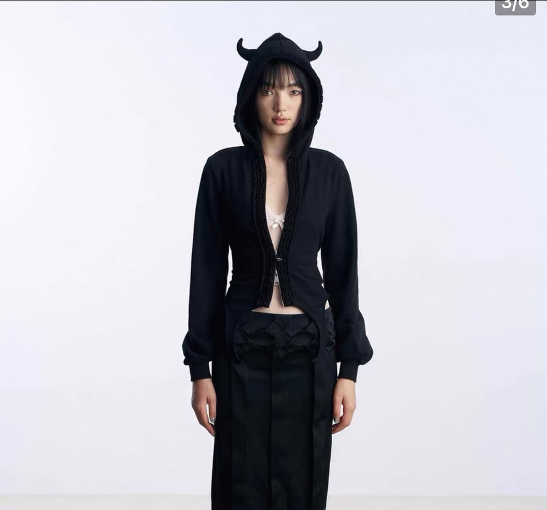 Nodress 노드레스 악마 뿔 후드집업 블랙 S 상품이미지4