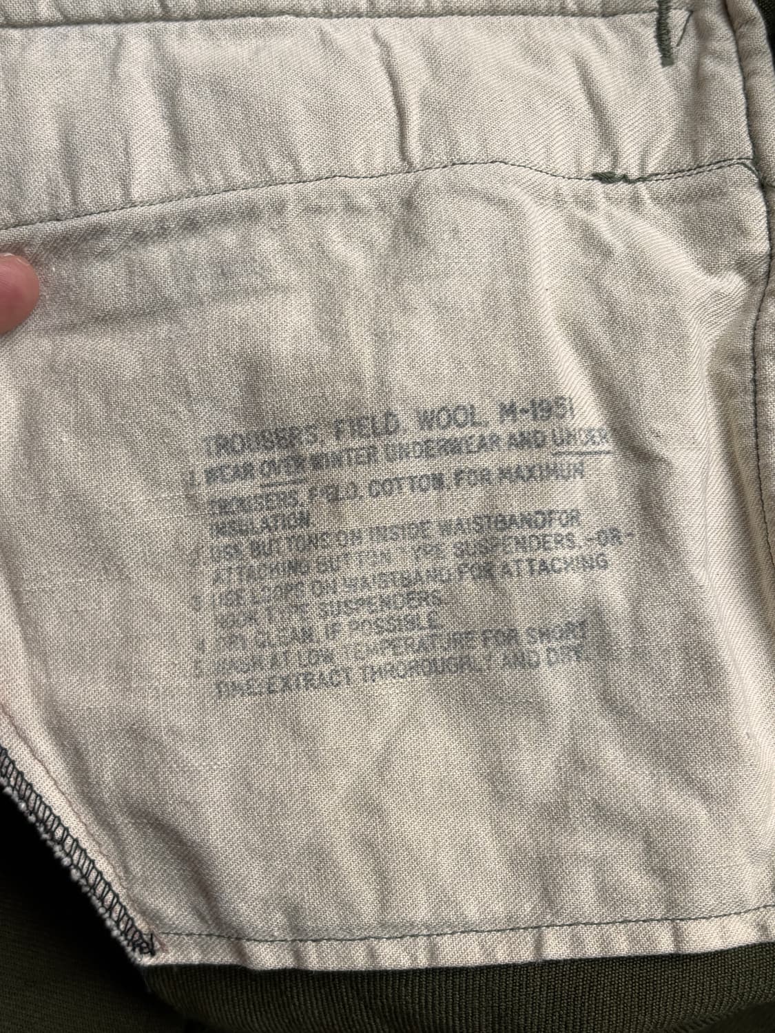 미군 M-1951 트라우저 OG 밀리터리 팬츠 상품이미지5