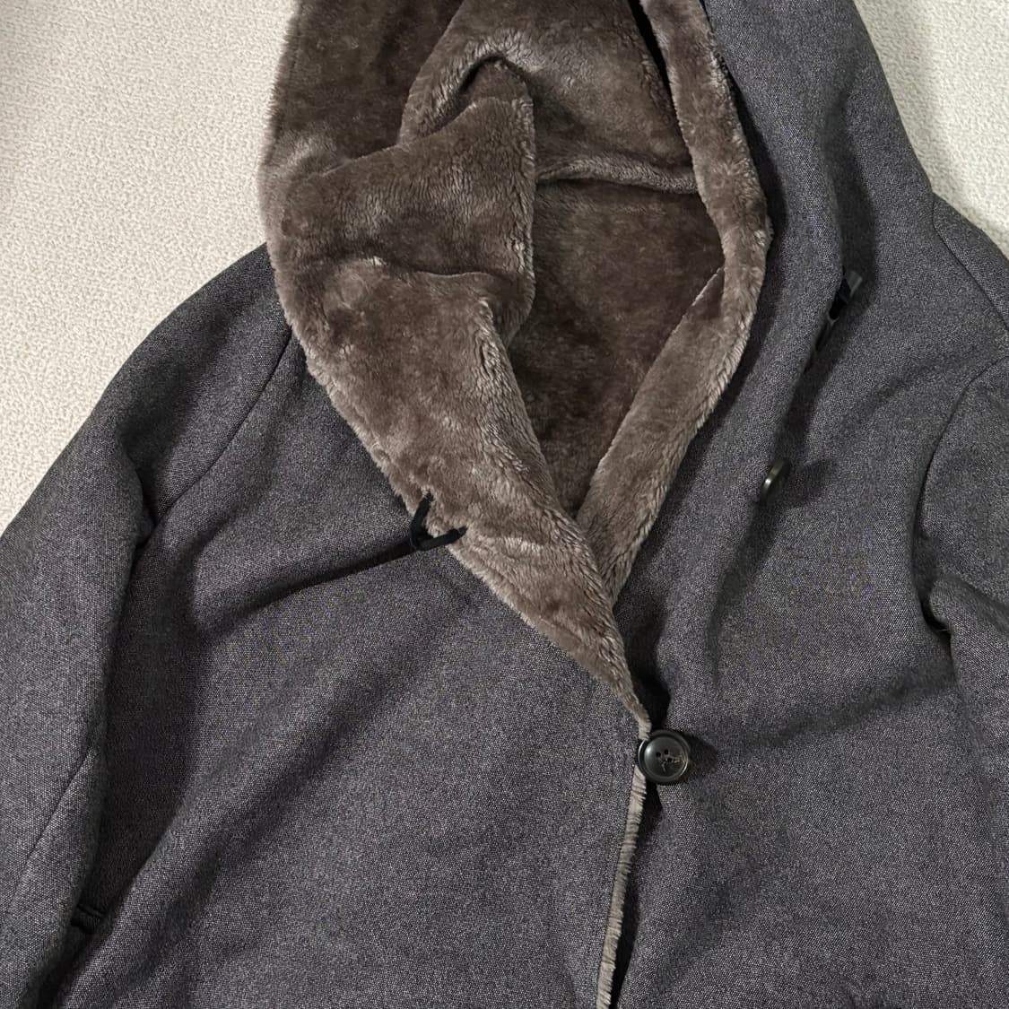 일본빈티지 모리걸 차콜 후드 퍼 코트 상품이미지5