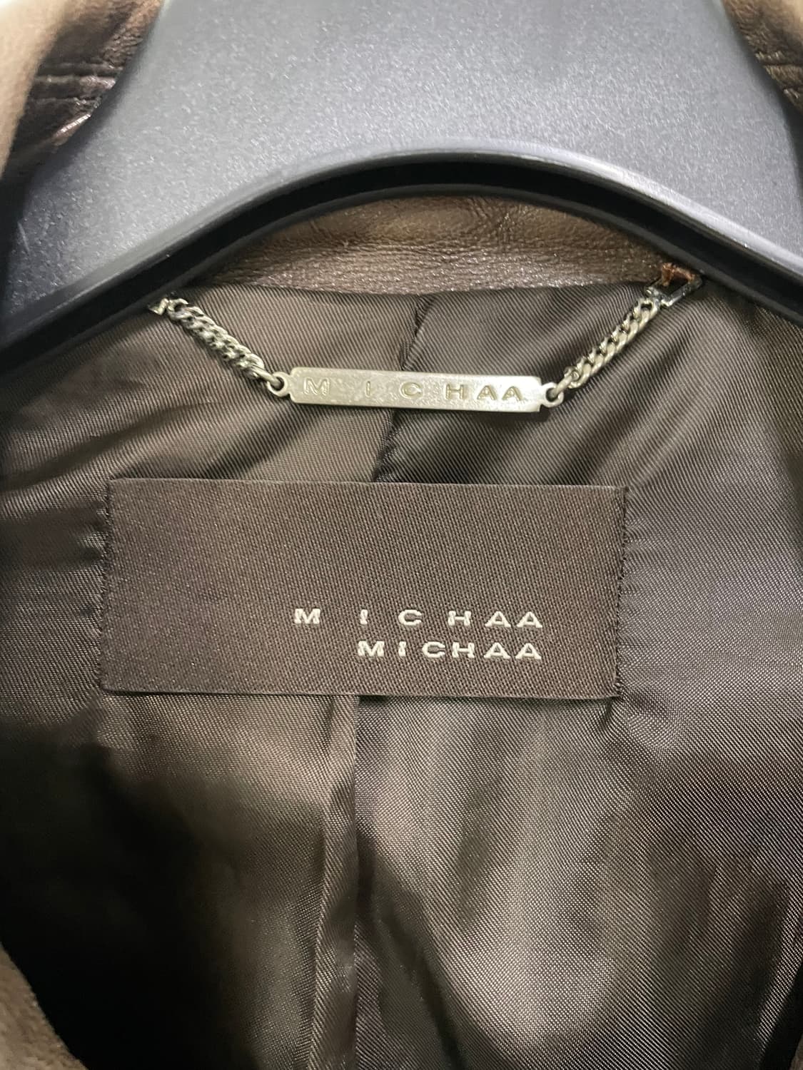 미샤 브라운 가죽 라이더 자켓 상품이미지5