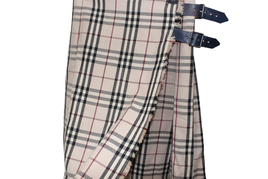 2000s BURBERRY LONDON 레더 스트랩 노바체크 랩 스커트 상품이미지5