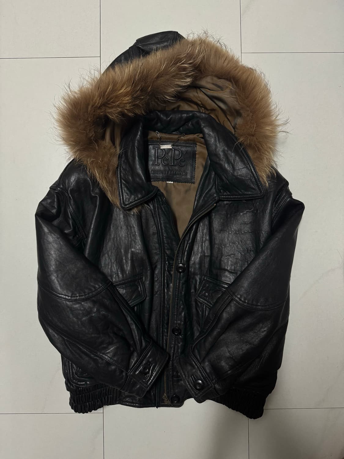Pe' Pe' Big Hood Fur Leather Jacket 상품이미지1