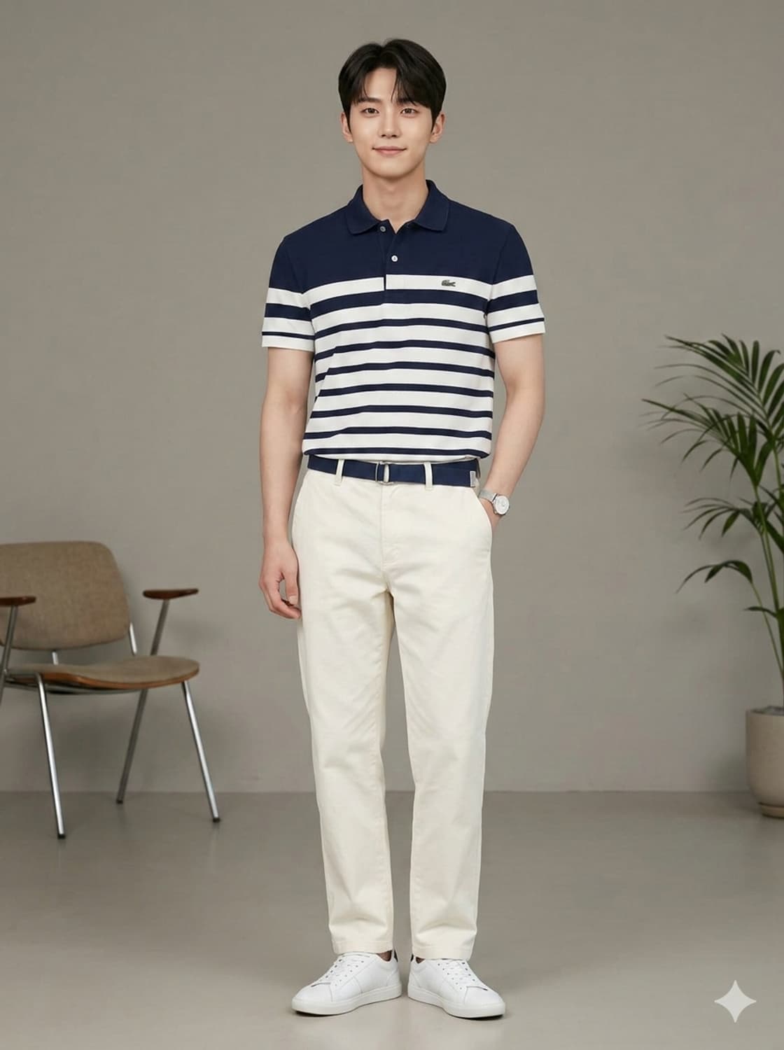 라코스테 슬림핏 스트라이프 반팔 카라티 상품이미지1