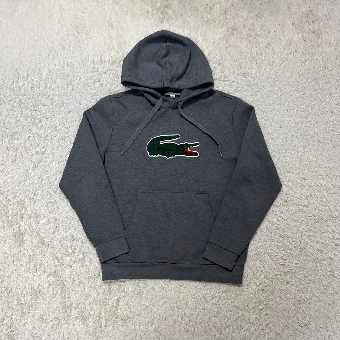 Lacoste grey big logo hoodie (미세이염) 상품이미지4