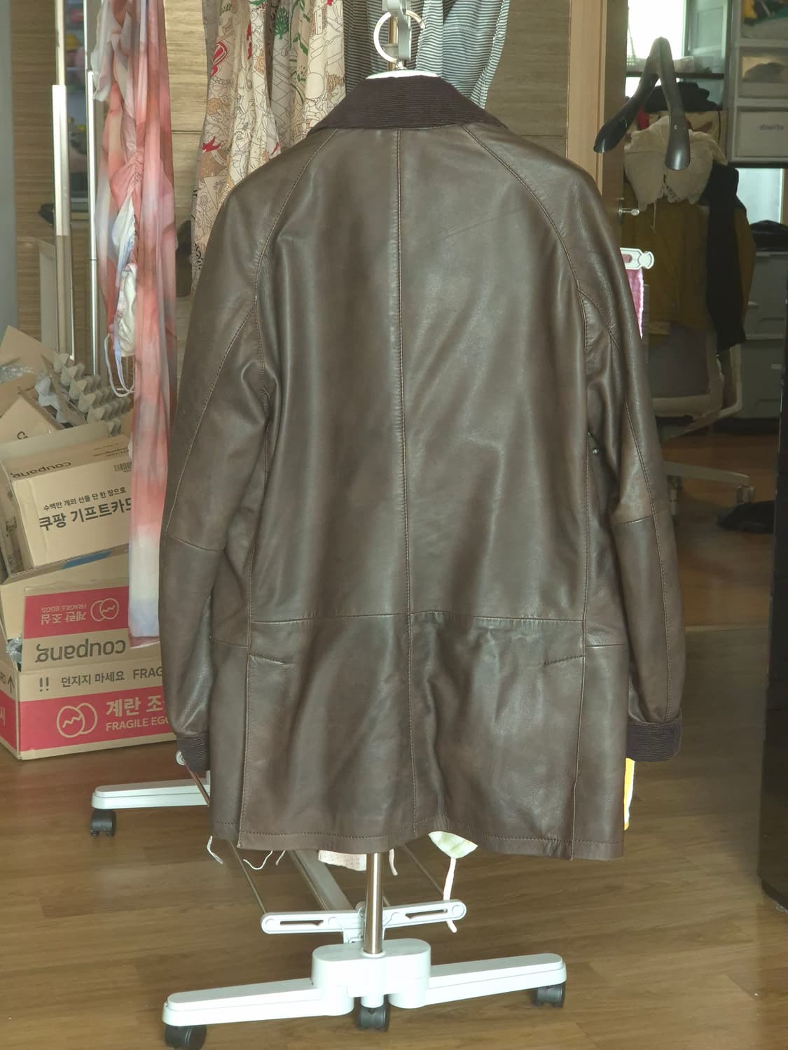 바버 타르탄 애쉬비 가죽 자켓 M 상품이미지2