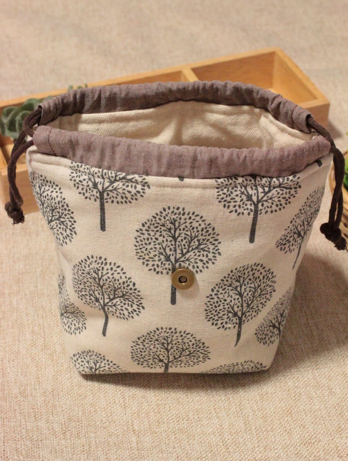 핸드메이드 나무무늬 스트링 파우치 상품이미지5