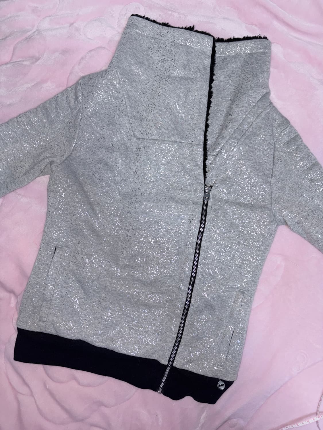 y2k 갸루깔 블랙 퍼 하이넥 집업 상품이미지2